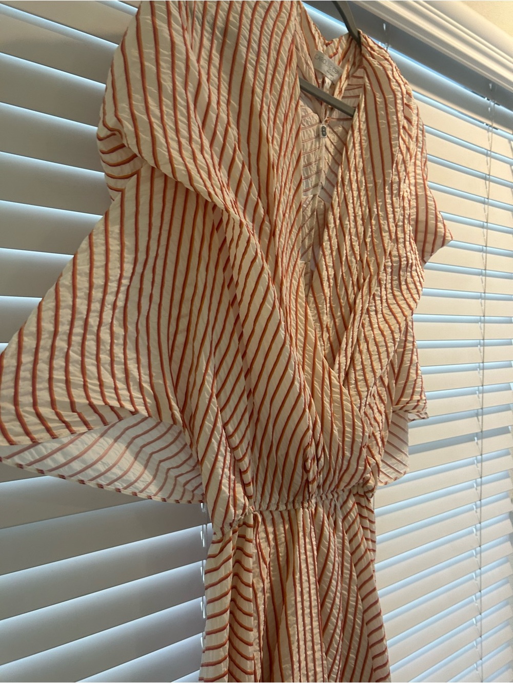 Caroline Constas Striped Silk Blend Mini Dress Cape Sleeve Resort Dress Medium - Picture 6 of 7